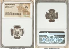 Ancients Roman Imperial Vitellius (late April-20 December AD 69). AR denarius (17mm, 5h). NGC VG, scratches. Rome. A VITELLIVS GERM IMP AVG TR P, laureate head of Vitellius right / LIBERTAS-RESTITVTA,