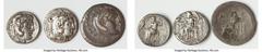Ancients Ancient Lots ANCIENT LOTS. Greek. Macedonian Kingdom. Ca. 4th-3rd centuries. Lot of three (3) AR tetradrachms. VG-Fine, scratches. Includes: Three AR tetradrachms, head of Heracles right / Ze