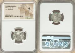 Ancients Roman Imperial Otho (January-April AD 69). AR denarius (18mm, 5h). NGC Good. Rome, 9 March-mid April AD 69. IMP OTHO CAESAR AVG TR P, bare, bewigged head of Otho right / PONT-MAX, Ceres stand