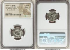 Ancients Roman Imperial Pupienus (April-July AD 238). AR denarius (20mm, 2.92 gm, 5h). NGC Choice VF 4/5 - 3/5. Rome, April-June AD 238. IMP C M CLOD PVPIENVS AVG, laureate, draped, cuirassed bust of 