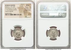 Ancients Roman Imperial Balbinus (April-July AD 238). AR denarius (20mm, 3.61 gm, 11h). NGC MS S 5/5 - 5/5, Fine Style. Rome. IMP C D CAEL BALBINVS AVG, laureate, draped, and cuirassed bust of Balbinu