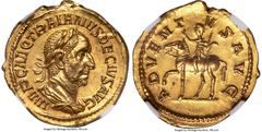 Ancients Roman Imperial Trajan Decius (AD 249-251). AV aureus (20mm, 4.45 gm, 12h). NGC MS 5/5 - 3/5. Rome, 249-251. IMP C M Q TRAIANVS DECIVS AVG, laureate, draped, and cuirassed bust of Trajan Deciu