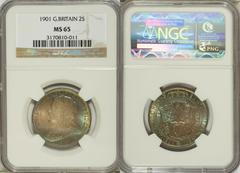 Victoria Florin 1901, S3939, Old or Veiled Head, MS65 NGC, scattered tiny abrasions most likely having occurred at the mint, now toned over, and absolutely Gem UNC, the cartwheel luster intense in com