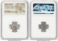Ancients Roman Imperial Pertinax (1 January-28 March AD 193). AR denarius (17mm, 3.26 gm, 11h). NGC Choice VF 4/5 - 5/5. Rome. IMP CAES P HELV-PERTIN AVG, laureate head of Pertinax right / VOT DEC-EN 