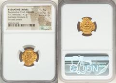 Ancients Byzantine Constantine IV Pogonatus (AD 668-685). AV tremissis (16mm, 1.41 gm, 6h). NGC AU 4/5 - 3/5. Constantinople. d N CONSTAN-TINЧS PP A, pearl-diademed, draped, and cuirassed bust of Cons