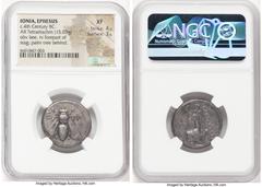 Ancients Greek IONIA. Ephesus. Ca. 4th century BC. AR tetradrachm (23mm, 15.03 gm, 12h). NGC XF 4/5 - 3/5. Ca. 360-350 BC, Pantainetus, magistrate. E-Φ, bee with straight wings seen from above / ΠANTA