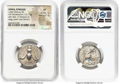 Ancients Greek IONIA. Ephesus. Ca. 4th century BC. AR tetradrachm (24mm, 15.17 gm, 12h). NGC VF 5/5 - 3/5. Ca. 390-325 BC. Diodorus, magistrate. E-Φ, bee with straight wings seen from above / ΔIOΔΩPOΣ