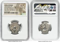 Ancients Greek IONIA. Ephesus. Ca. 4th century BC. AR tetradrachm (23mm, 15.13 gm, 12h). NGC Choice VF 5/5 - 3/5. Ca. 370-360 BC. Eoelthon, magistrate. E-Φ, bee with straight wings seen from above / E