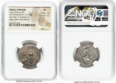 Ancients Greek IONIA. Ephesus. Ca. 4th century BC. AR tetradrachm (24mm, 15.14 gm, 11h). NGC VF 4/5 - 3/5. Ca. 370-360 BC. Menoitius, magistrate. E-Φ, bee with straight wings seen from above / MENOITI