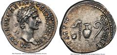 Ancients Roman Imperial Nerva (AD 96-98). AR denarius (17mm, 3.13 gm, 12h). NGC Choice XF 5/5 - 4/5. Rome. IMP NERVA CAES AVG- GERM P M TR POT II, laureate head of Nerva right / IMP II-COS IIII P P, e