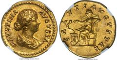 Ancients Roman Imperial Faustina Junior (AD 147-175/6). AV aureus (19mm, 7.31 gm, 11h). NGC Choice AU 5/5 - 4/5. Rome, AD 161-176. FAVSTINA-AVGVSTA, diademed, draped bust of Faustina Junior right, see