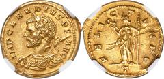 Ancients Roman Imperial Claudius II (AD 268-270). AV aureus (21mm, 6.52 gm, 12h). NGC AU 3/5 - 3/5, Fine Style, flan flaw. Mediolanum (Milan). IMP CLAVDIVS P F-AVG, laureate, cuirassed bust of Claudiu