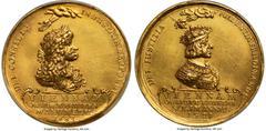 Austria Leopold I gold "Liberation of Vienna" Medal of 6 Ducats 1683 UNC Details (Repaired) PCGS, cf. Hirsch-28 (in silver), cf. Montenuovo-894 (same). 37mm. 20.55gm. Plain edge. By Johann Kittel of B