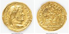 Ancients Roman Imperial Maximinus II, as Caesar (AD 310-313). AV aureus (21mm, 5.11 gm, 7h). Choice AU, flan crack, repair. Aquileia, ca. 305-308. MAXIMINV-S NOB CAES, laureate head of Maximinus II ri