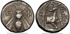 Ancients Greek IONIA. Ephesus. Ca. 4th century BC. AR tetradrachm (22mm, 15.07 gm, 12h). NGC Choice VF 4/5 - 3/5. Ca. 350-340 BC. Prytanis, magistrate. E-Φ, bee with straight wings seen from above / Π