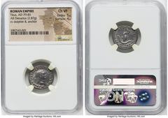 Ancients Roman Imperial Titus, as Augustus (AD 79-81). AR denarius (18mm, 2.87 gm, 7h). NGC Choice VF 5/5 - 4/5. Rome, AD 80. IMP TITVS CAES VESPASIAN AVG P M, laureate head of Titus right / TR P IX I