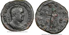 Ancients Roman Imperial Balbinus (April-July AD 238). AE sestertius (33mm, 12h). NGC Fine, smoothing. Rome. IMP CAES D CAEL BALBINVS AVG, laureate, draped, and cuirassed bust of Balbinus right, seen f