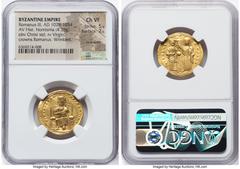 Ancients Byzantine Romanus III Argyrus (AD 1028-1034). AV histamenon nomisma (24mm, 4.36 gm, 6h). NGC Choice VF 5/5 - 2/5, ex-jewelry, wrinkled. Constantinople. +IhS XIS RЄX-RЄϚNANTInm (m inverted), C