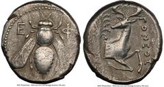 Ancients Greek IONIA. Ephesus. Ca. 4th century BC. AR tetradrachm (24mm, 15.27 gm, 11h). NGC VF 3/5 - 4/5. Ca. 360-350 BC, Goneus, magistrate. E-Φ, bee with straight wings seen from above / ΓONEOΣ, fo