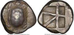 Ancients Greek SARONIC ISLANDS. Aegina. Ca. 457-350 BC. AR stater (22mm, 12.16 gm). NGC Choice Fine 4/5 - 3/5. Ca. 445/4-430 BC. Land tortoise with segmented shell, seen from above / Five-part incuse 