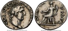 Ancients Roman Imperial Vitellius (late April-20 December AD 69). AR denarius (18mm, 6h). NGC Choice Fine. Rome, July-December AD 69. A VITELLIVS GERMAN IMP TR P, laureate head of Vitellius right / CO