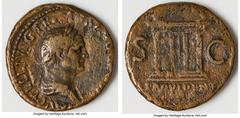 Ancients Roman Imperial Vitellius (late April-22 December AD 69). AE as (27mm, 10.27 gm, 7h). Fine, tooled. Rome. A VITELLIVS GERMAN IMP AVG P M TR P, laureate and draped bust of Vitellius right, seen