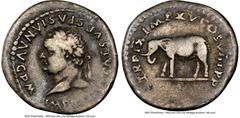 Ancients Roman Imperial Titus, as Augustus (AD 79-81). AR denarius (18mm, 5h). NGC Fine. Rome, January-June AD 80. IMP TITVS CAES VESPASIAN AVG P M, laureate head of Titus right / TR P IX IMP XV COS V
