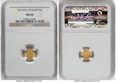 Islamic Dynasties Ottoman Empire Ottoman Empire. Abdul Hamid II gold 5 Qirsh AH 1293 Year 18 (1893/1894) MS64 NGC, Misr mint (in Egypt) KM298. HID05401242017 © 2023 Heritage Auctions | All Rights Rese