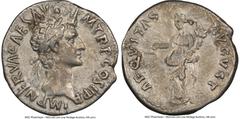 Ancients Roman Imperial Nerva (AD 96-98). AR denarius (18mm, 6h). NGC VF. Rome, AD 96. IMP NERVA CAES AVG-P M TR P COS II P P, laureate head of Nerva right / AEQVITAS-AVGVST, Aequitas standing facing,