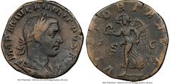 Ancients Roman Imperial Philip I (AD 244-249). AE sestertius (29mm, 10h). NGC Choice VF. Rome, AD 244-249. IMP M IVL PHILIPPVS AVG, laureate, draped and cuirassed bust of Philip I right, seen from beh
