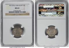 Islamic Dynasties Ottoman Empire Ottoman Empire 5-Piece Lot of Certified Assorted Issues NGC, 1) Abdul Hamid II 2 Qirsh AH 1293 Year 10 (1884/1885)-W - MS63, Berlin mint, KM293 2) Abdul Hamid II 5/10 