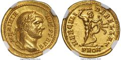 Ancients Roman Imperial Maximian, First Reign (AD 286-305). AV aureus (20mm, 5.18 gm, 7h). NGC MS S 5/5 - 4/5. Rome, AD 293-294. MAXIMIA-NVS P F AVG, laureate head of Maximian right / HERCVLI-DEBELLAT