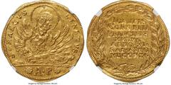 Italy Venice Venice. Giovanni Corner II gold Osella of 3 Zecchini Anno XI (1719)-AP MS61 NGC, KM-Unl, Fr-Unl, Paolucci-II-202 (silver). By Alvise Pizzamano. 10.44gm. An extraordinarily rare, and possi