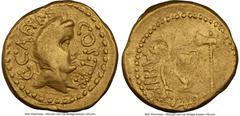 Ancients Roman Republic Julius Caesar, as Consul for the Third Time (46 BC), with Aulus Hirtius, as Praetor. AV aureus (20mm, 8.10 gm, 8h). NGC VF 3/5 - 4/5. Rome. C•CAESAR-COS•TER, veiled female head