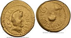 Ancients Roman Republic Julius Caesar, as Consul for the Third Time (46 BC), with Aulus Hirtius, as Praetor. AV aureus (19mm, 8.06 gm, 2h). NGC Choice Fine 3/5 - 4/5. Rome. C•CAESAR-COS•TER, veiled fe