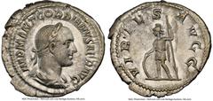 Ancients Roman Imperial Gordian II Africanus (March-April AD 238). AR denarius (21mm, 3.26 gm, 7h). NGC XF 5/5 - 4/5. Rome. IMP M ANT GORDIANVS AFR AVG, laureate, draped, and cuirassed bust of Gordian
