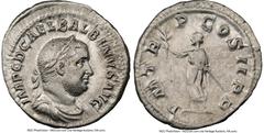 Ancients Roman Imperial Balbinus (April-July AD 238). AR denarius (20mm, 3.23 gm, 6h). NGC Choice XF 4/5 - 4/5. Rome. IMP C D CAEL BALBINVS AVG, laureate, draped, and cuirassed bust of Balbinus right,