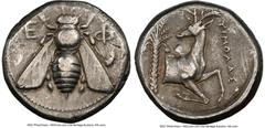 Ancients Greek IONIA. Ephesus. Ca. 4th century BC. AR tetradrachm (24mm, 15.17 gm, 11h). NGC VF 5/5 - 2/5, scuff. Ca. 360-350 BC, Timolas, magistrate. E-Φ, bee with straight wings seen from above / ΤΙ