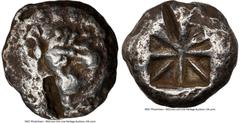 Ancients Greek LYCIA. Uncertain. Ca. 520-480 BC. AR stater (19mm). NGC Fine, test cuts. Lycian Dynasts, pre-dynastic period. Head of boar right / Quadripartite incuse square, bisected by crossed line 