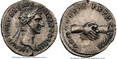 Ancients Roman Imperial Nerva (AD 96-98). AR denarius (17mm, 2.94 gm, 7h). NGC Choice XF 5/5 - 2/5, scratches, brushed. Rome, AD 97. IMP NERVA CAES AVG P M TR P COS III P P, laureate head of Nerva rig