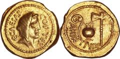 Julius Caesar as Dictator (49-44 BC). AV aureus (8.01 gm). Rome, 46 BC. Types as previous. Crawford 466/1. HCRI 56. Calicó 36. Sydenham 1018. Well struck and of pleasing style. Good very fine. Ex Free