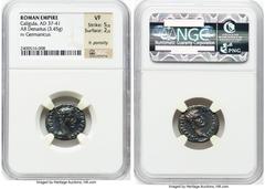 Ancients Roman Imperial Gaius (Caligula) (AD 37-41). AR denarius (18mm, 3.45 gm, 11h). NGC VF 5/5 - 2/5, light porosity. Rome, AD 37-38. C•CAESAR•AVG•GERM•P•M•TR•POT, laureate head of Caligula right /