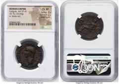 Ancients Roman Imperial Gaius (Caligula) (AD 37-41). AE as (27mm, 10.44 gm, 8h). NGC Choice XF 4/5 - 2/5, Fine Style. Rome, 37-38 AD. C•CAESAR•AVG•GERMANICVS•PON•M•TR•POT, bare head of Caligula left /
