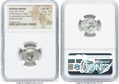 Ancients Roman Imperial Titus, as Augustus (AD 79-81). AR denarius (18mm, 3.03 gm, 5h). NGC Choice VF 5/5 - 2/5. Rome, after 1 July AD 79. IMP TITVS CAES VESPASIAN AVG P M, laureate head of Titus righ