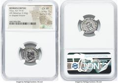 Ancients Roman Imperial Titus, as Augustus (AD 79-81). AR denarius (18mm, 2.66 gm, 5h). NGC Choice VF 5/5 - 4/5. Rome, 1 January-30 June AD 80. IMP TITVS CAES VESPASIAN AVG P M, laureate head of Titus