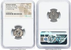 Ancients Roman Imperial Domitian, as Augustus (AD 81-96). AR denarius (18mm, 3.44 gm, 6h). NGC AU 5/5 - 4/5. Rome, 14 September AD 90-13 September AD 91. IMP CAES DOMIT AVG-GERM P M TR P X, laureate h