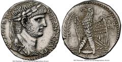 Ancients Roman Provincial SYRIA. Antioch. Nero (AD 54-68). AR tetradrachm (25mm, 14.96 gm, 12h). NGC Choice AU 4/5 - 3/5. Dated Caesarean Era Year 108 and Regnal Year 6 (AD 61/2). NEPΩNOΣ KAIΣAPO-Σ ΣE