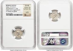 Ancients Roman Imperial Galba (July AD 68-January AD 69). AR quinarius (16mm, 1.72 gm, 8h). NGC Choice XF 5/5 - 3/5, scuffs. Uncertain Gallic mint (Lugdunum?). SER•GALBA•IMP•CAESAR•AVG•P•M•T•P, laurea