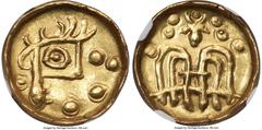 Ancients Greek COLCHIS. 1st century BC-1st century AD. AV reduced stater (15mm, 3.52 gm, 6h). NGC AU S 5/5 - 4/5. Imitating staters of Alexander III of Macedon. Stylized head of Athena right with huge