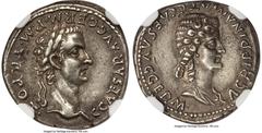 Ancients Roman Imperial Gaius (Caligula) (AD 37-41), with Agrippina Senior. AR denarius (19mm, 3.71 gm, 9h). NGC AU 5/5 - 3/5. Lugdunum, AD 37-38. C•CAESAR•AVG•GERM•P•M•TR•POT, laureate head of Caligu
